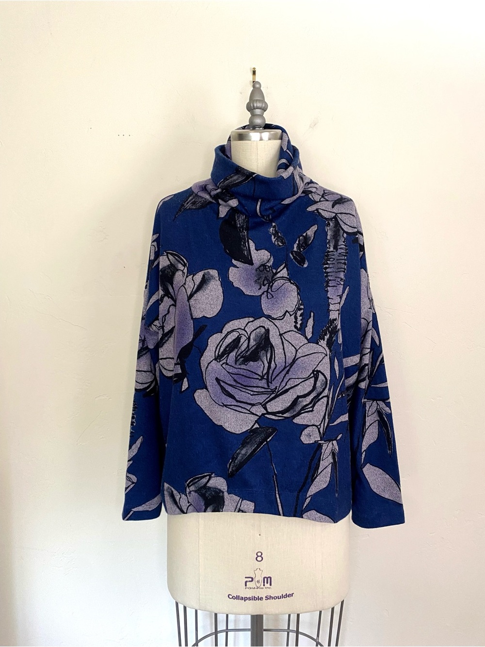 Sun Woo Blue Floral Turtleneck Sweater